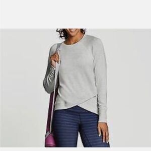 Athleta Criss Cross Sweatshirt - Heather Light Gray/Cream, Size M